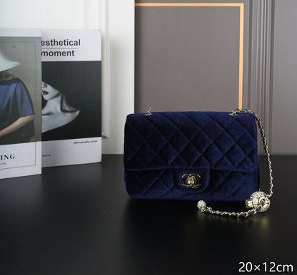 New velvet square fat man diamond chain bag