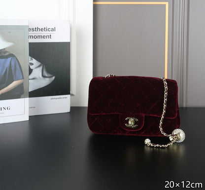 New velvet square fat man diamond chain bag
