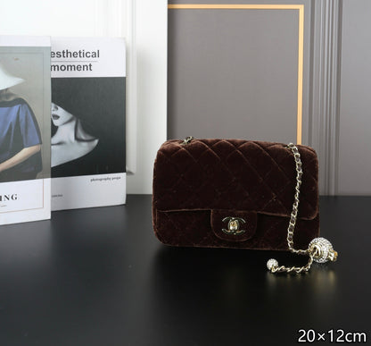 New velvet square fat man diamond chain bag