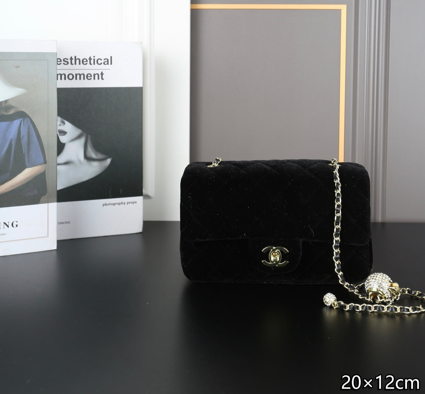 New velvet square fat man diamond chain bag