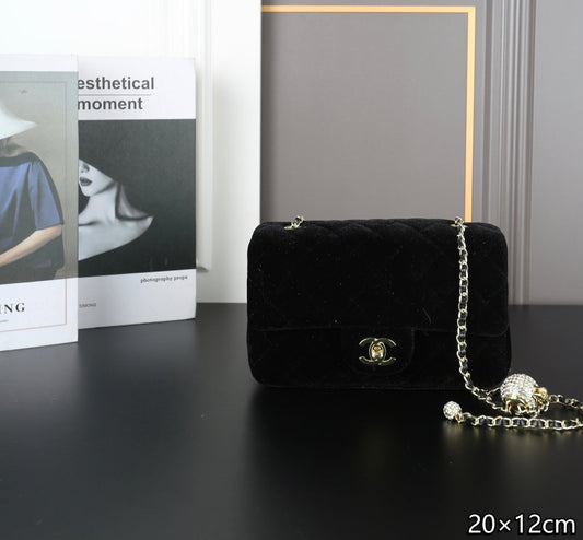 New velvet square fat man diamond chain bag