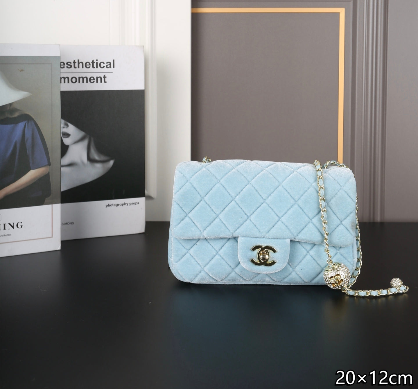 New velvet square fat man diamond chain bag