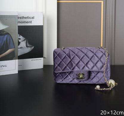 New velvet square fat man diamond chain bag