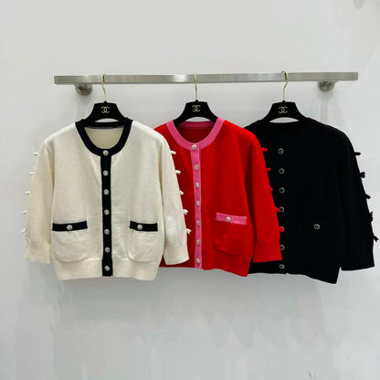 25 Bow decoration cashmere knitted cardigan