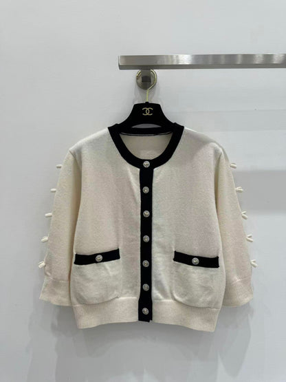 25 Bow decoration cashmere knitted cardigan