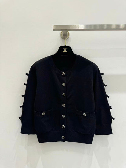 25 Bow decoration cashmere knitted cardigan