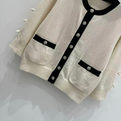 25 Bow decoration cashmere knitted cardigan