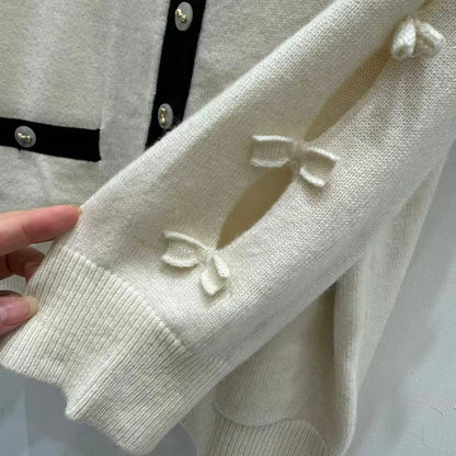 25 Bow decoration cashmere knitted cardigan