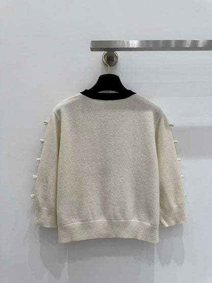 25 Bow decoration cashmere knitted cardigan