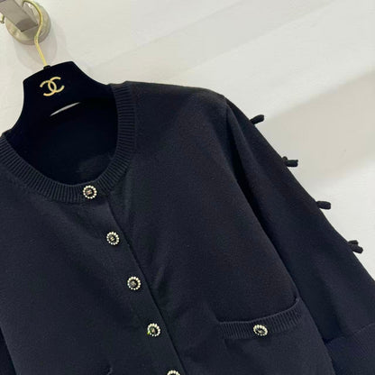 25 Bow decoration cashmere knitted cardigan