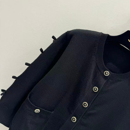 25 Bow decoration cashmere knitted cardigan