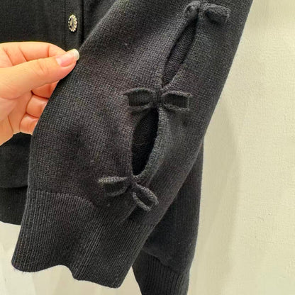 25 Bow decoration cashmere knitted cardigan