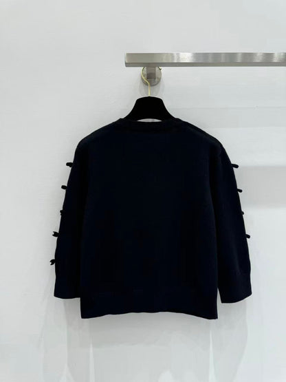 25 Bow decoration cashmere knitted cardigan