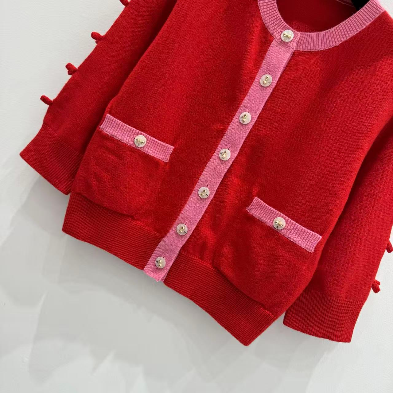 25 Bow decoration cashmere knitted cardigan