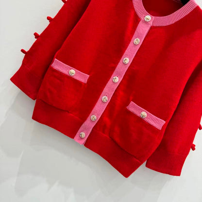 25 Bow decoration cashmere knitted cardigan