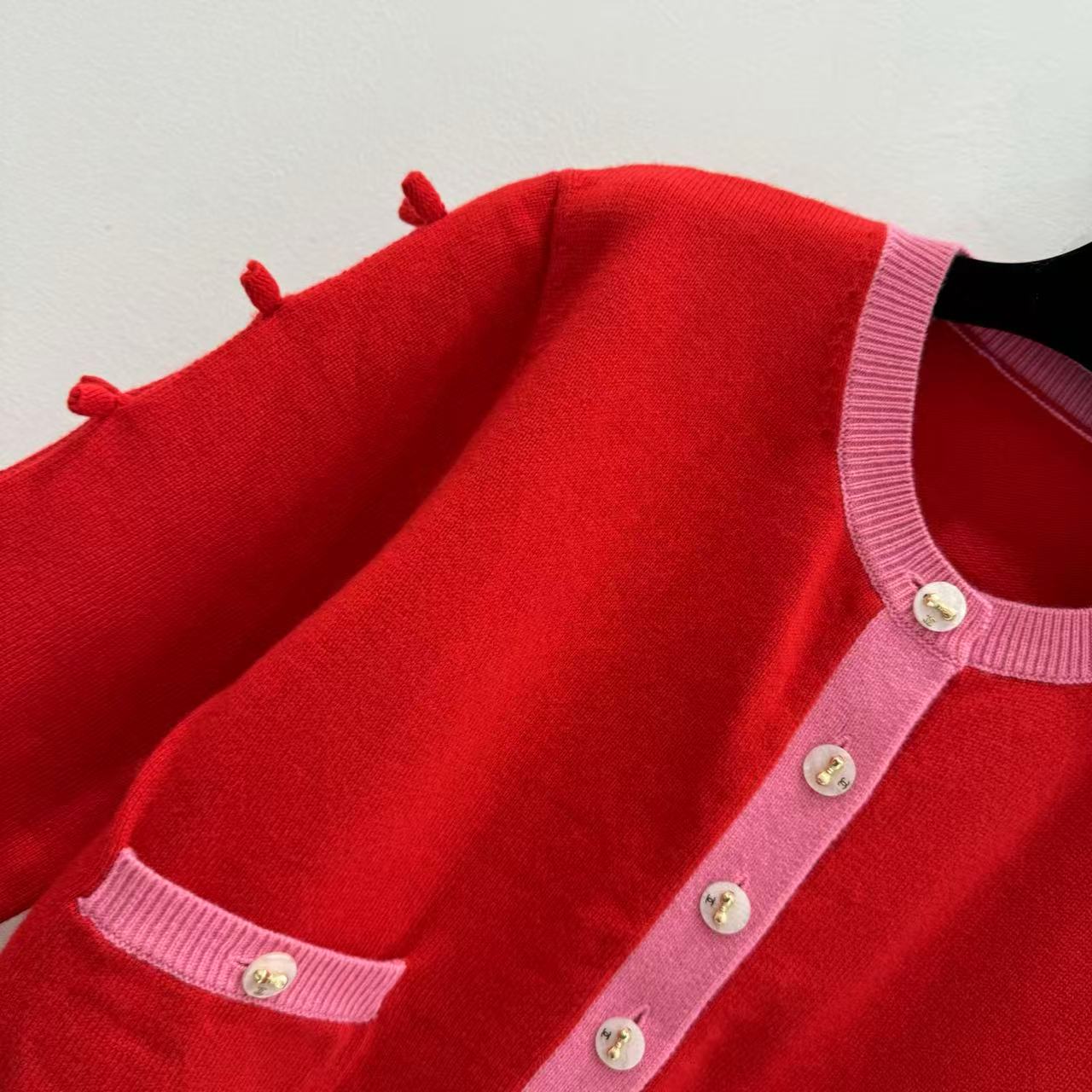 25 Bow decoration cashmere knitted cardigan