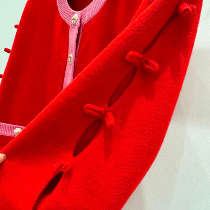 25 Bow decoration cashmere knitted cardigan