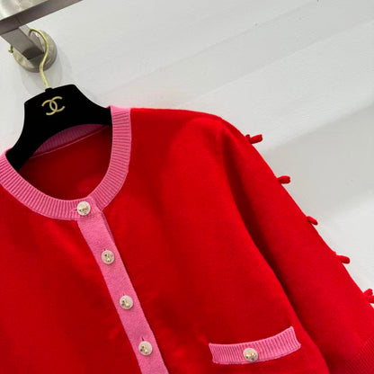 25 Bow decoration cashmere knitted cardigan