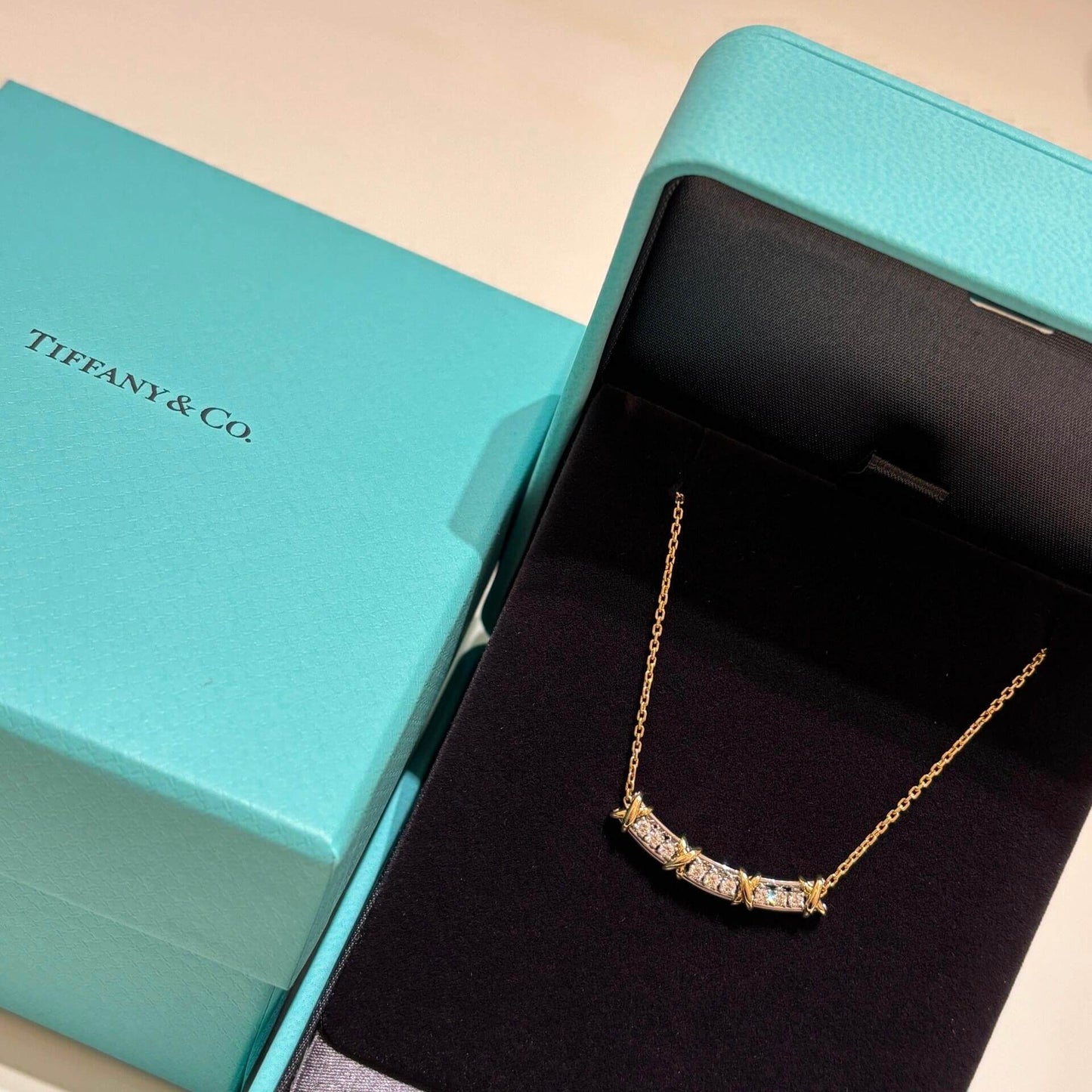 Classic Cross Diamond-Inlaid Smile Necklace