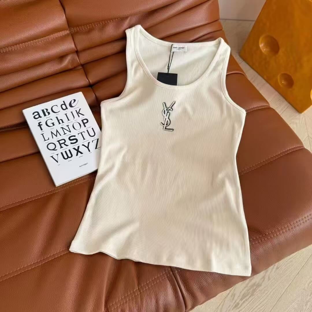 Minimalist Chest Print Crew Neck Vest