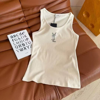 Minimalist Chest Print Crew Neck Vest