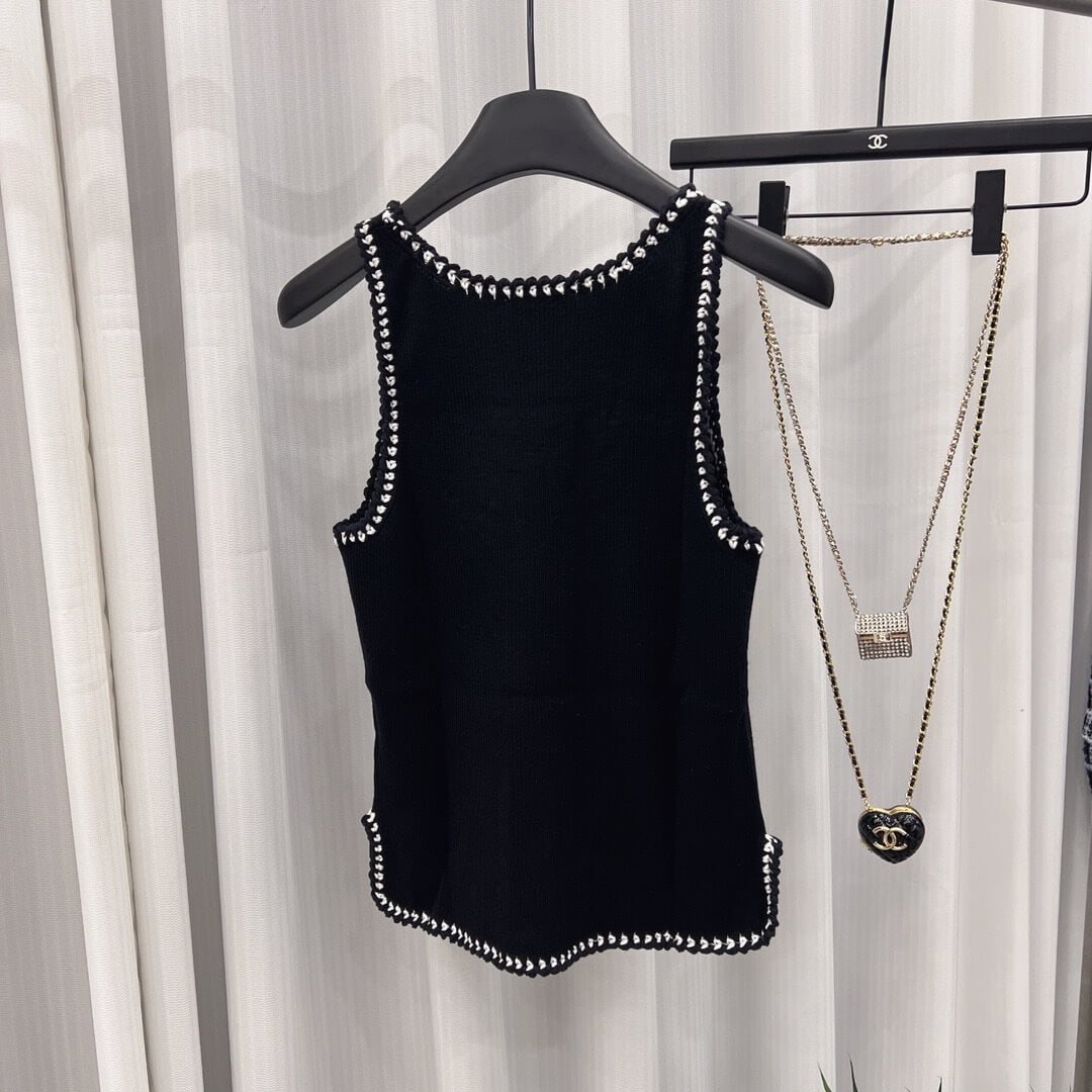 Combed Cotton Hand-crocheted Knitted Vest