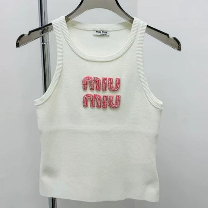 Casual Pink Diamond-Encrusted Vest