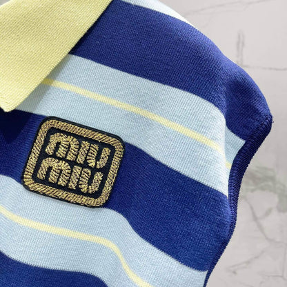 Color-Blocked Stripe Knit Blazer