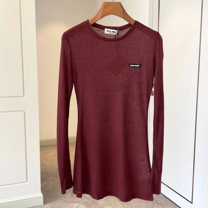 Classic Sheer Round Neck Sun Protection Long Sleeve Top