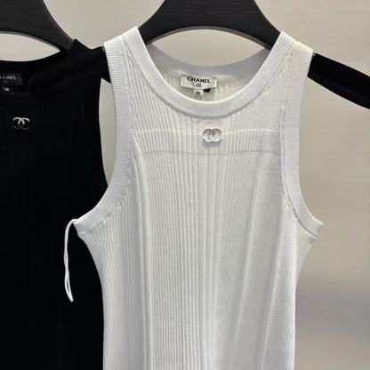 Classic 3D Checkered Texture Knit Vest Dress