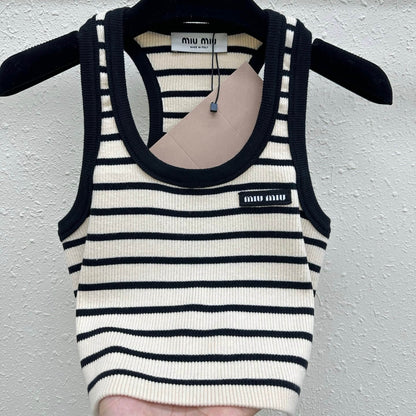 Classic Versatile Striped U-Neck Vest
