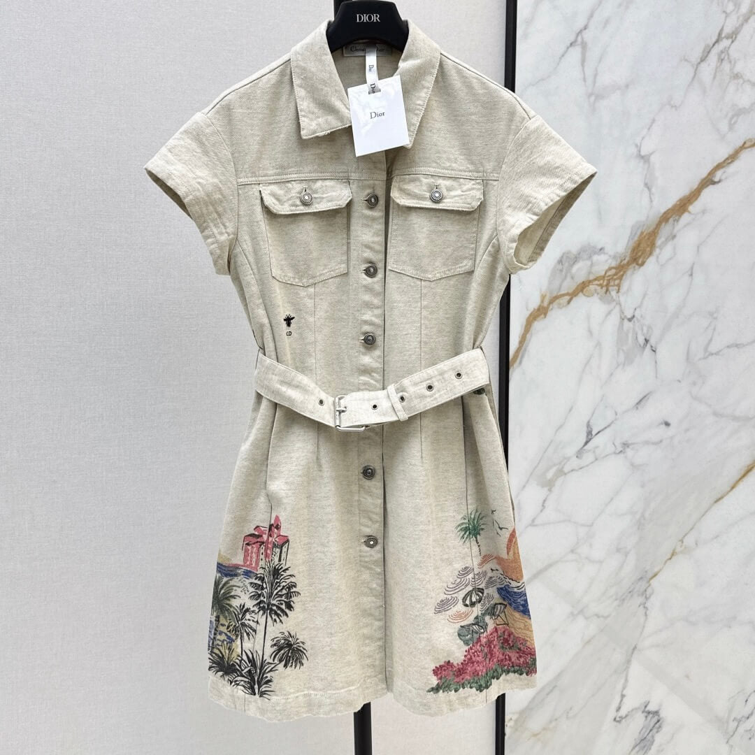 Artistic Print Notch-Collar Dress