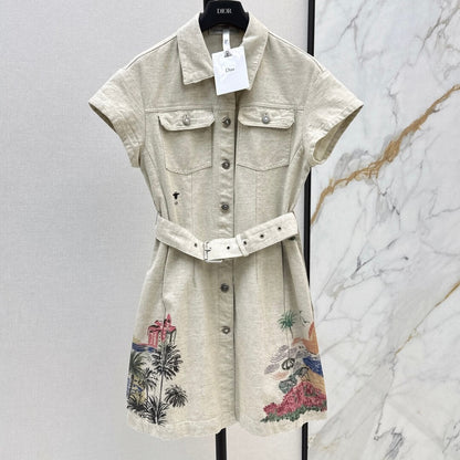 Artistic Print Notch-Collar Dress