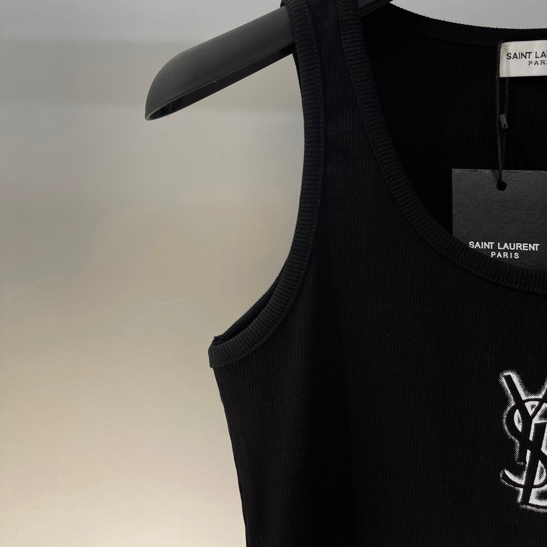 Minimalist Chest Print Crew Neck Vest