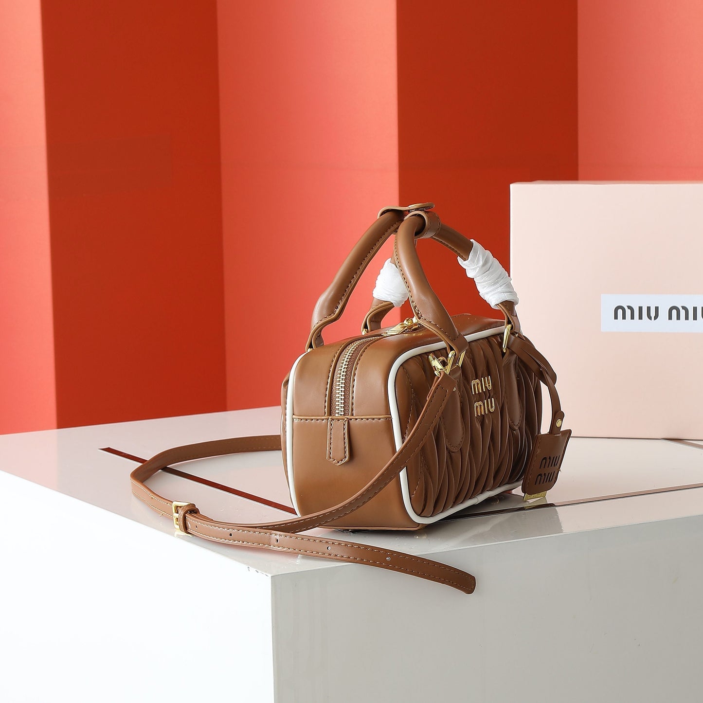 Mi 25 Large Lambskin Textured Vintage Baguette Bag