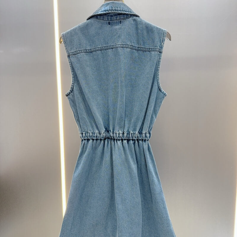 Waist-Cinching Letter Embroidered Denim Skirt