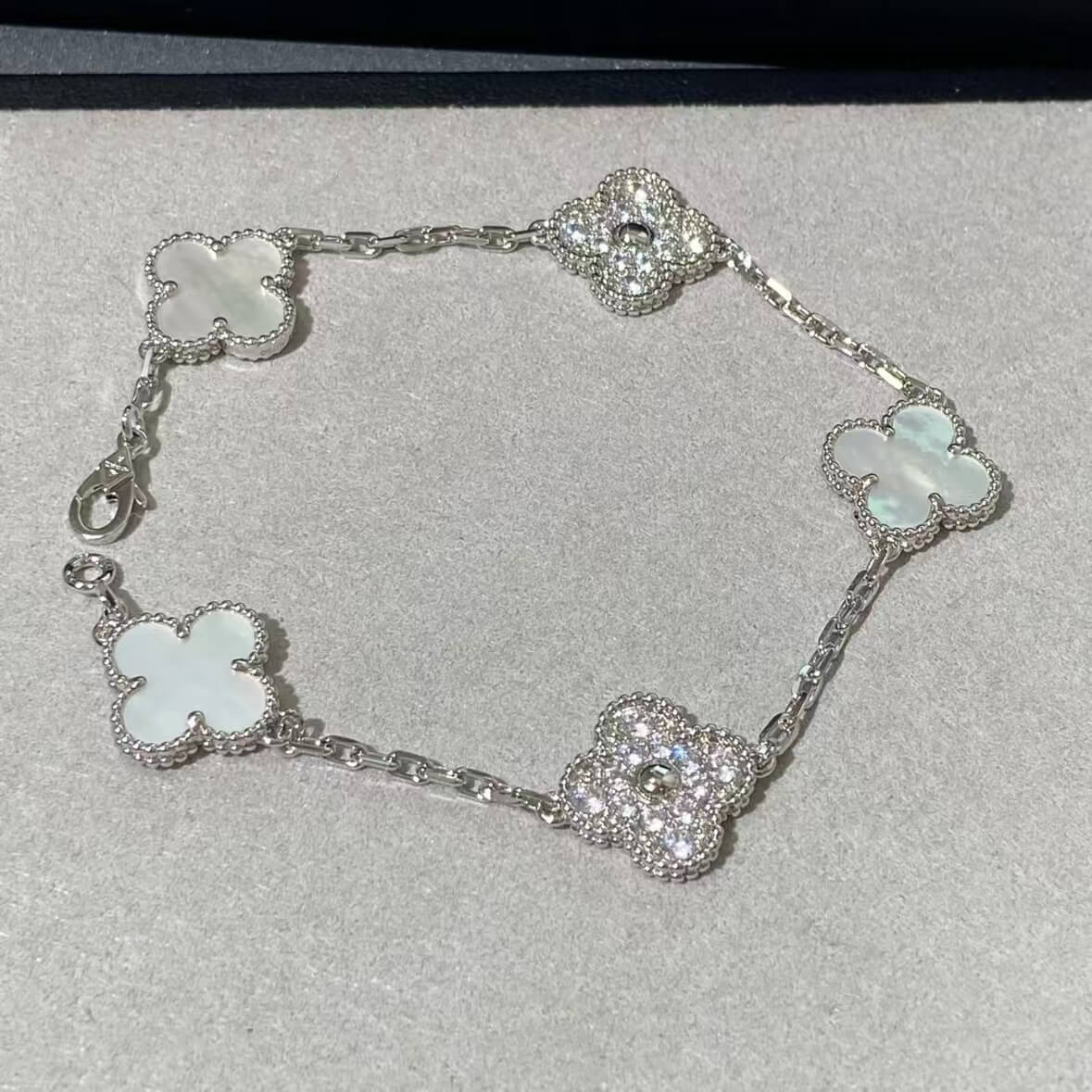 Classic Five-Strand Mother-of-Pearl & Diamond Patch Bracelet