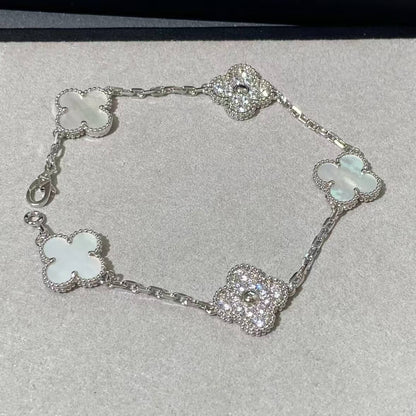 Classic Five-Strand Mother-of-Pearl & Diamond Patch Bracelet