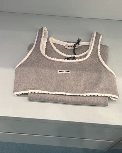 25Ss Spring and Summer New Style Letter Micro Logo Lace Small Vest