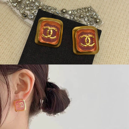 Vintage Rose Gold Square Stud Earrings