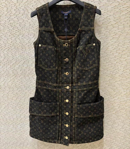 Classic Denim Series All-Over Print Vest Dress