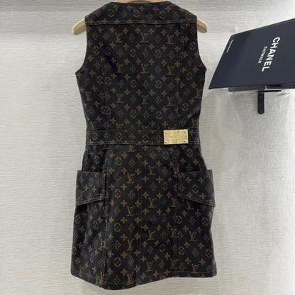 Classic Denim Series All-Over Print Vest Dress