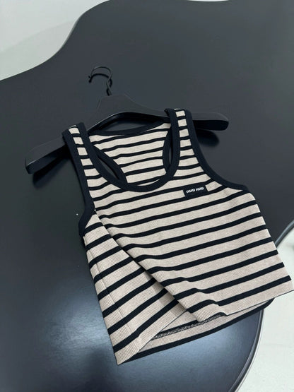 25SS New Wool Blended Striped Vest