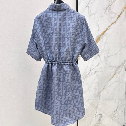Casual Chic Letter-Print Shirt Dress
