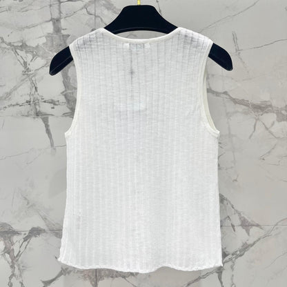 Elegant Knit Vest with Decorative Colored Buttons