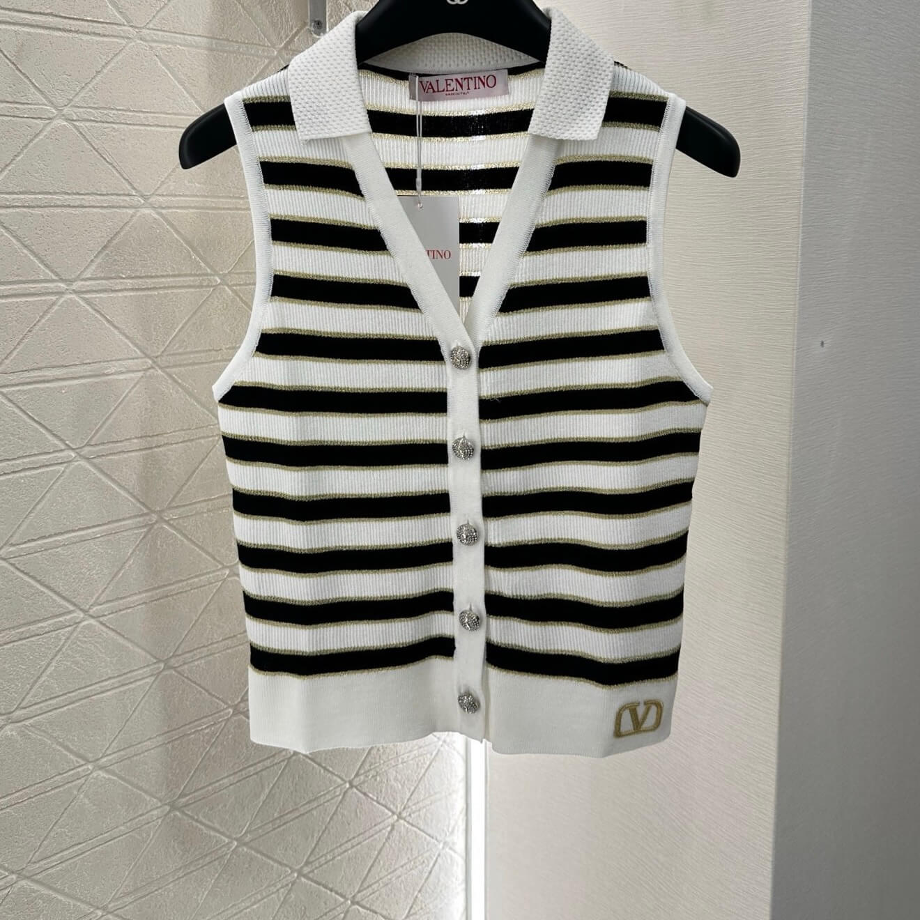 Striped Color-Block V-Neck Knit Vest