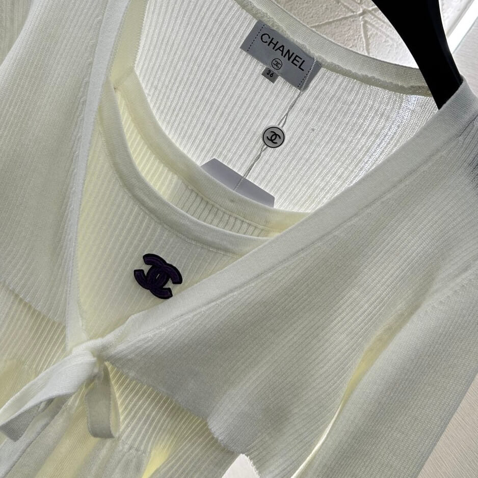 Ruffled Knit Cami and Cardigan Set