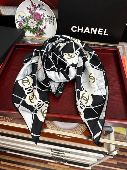 C 25 Camellia Series Tri-color Silk Scarf
