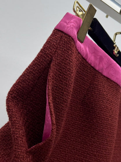 Retro Caramel Tweed Vest + Skirt Set (Advanced Hand-Spun Series)