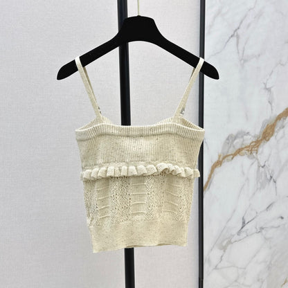 Layered Lace-Trimmed Glitter Camisole